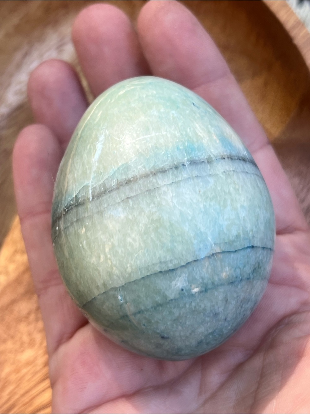 Polished Green Amazonite Decorative Egg - Natural Stone Home Accent